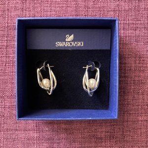 Swarovski Free White Plated Pearl Earrings